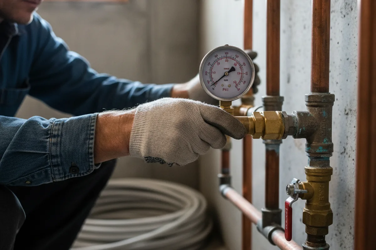 Pressure testing a repaired line during Water Line Repair in Fairborn